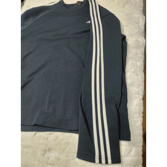 Men's Vintage Adidas Navy XL Tracksuit Sweatshirt 3 White Stripes 2008 - Picture 7 of 9